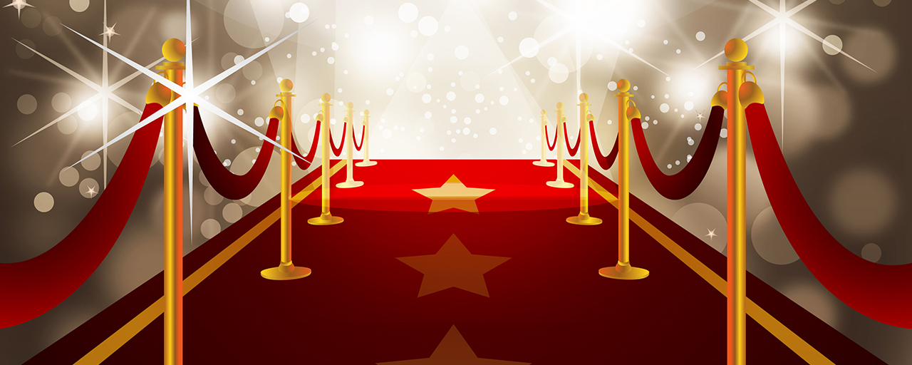 Illustration of a red carpet with gold barriers