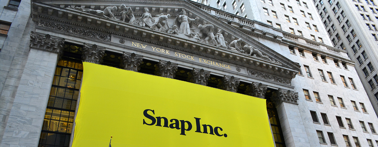 Snap Inc banner on the New York Stock Exchange